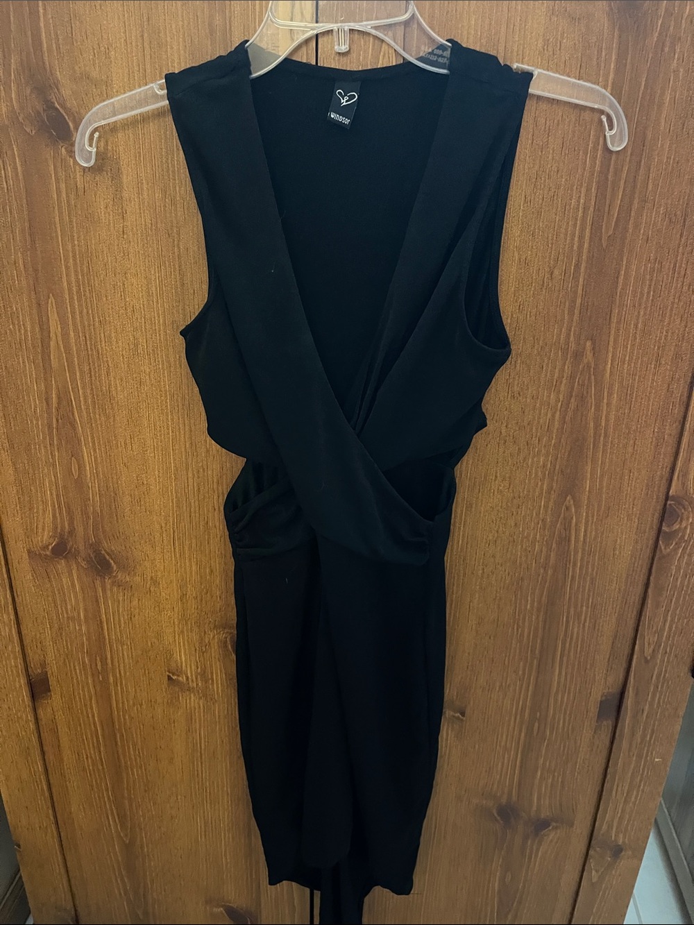 Windsor Black Sleeveless Midi Wrap Dress
